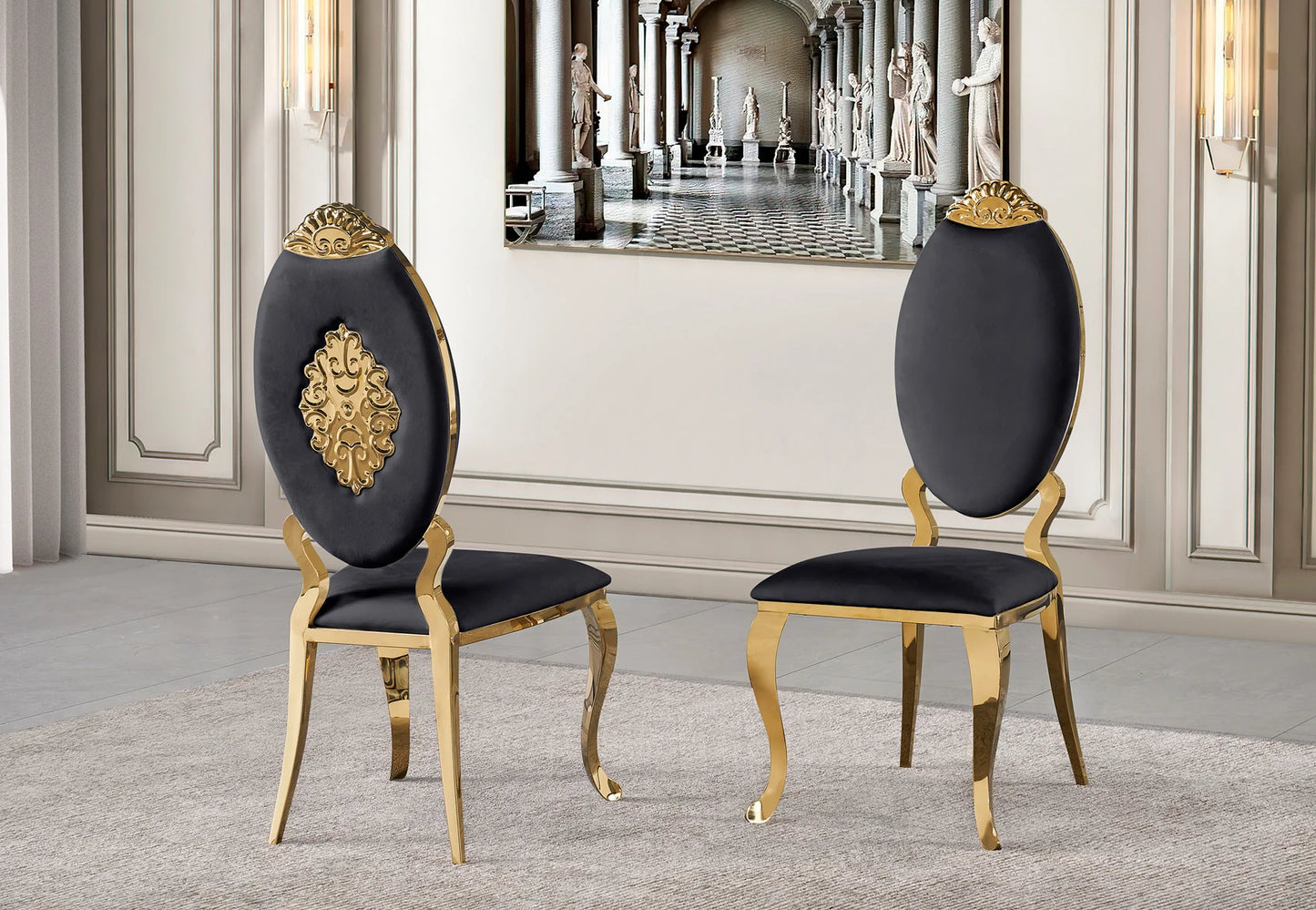 Regal Gold Cabriole Dining Chairs (Set of 2)