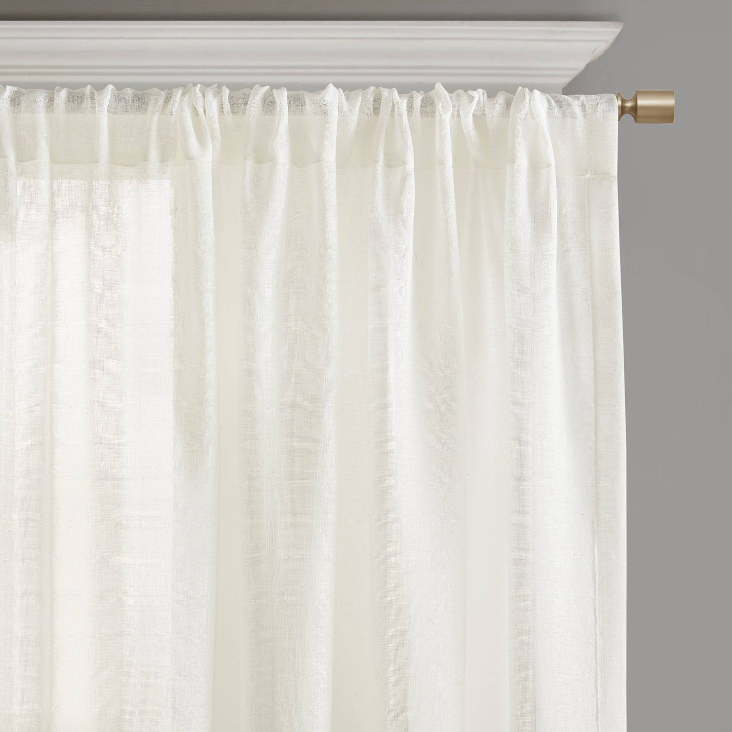 White Semi-Sheer Embroidery Curtain Panel (Single): 52x96"