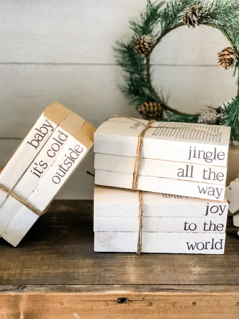 Christmas Stamped Stacked Books: This house believes