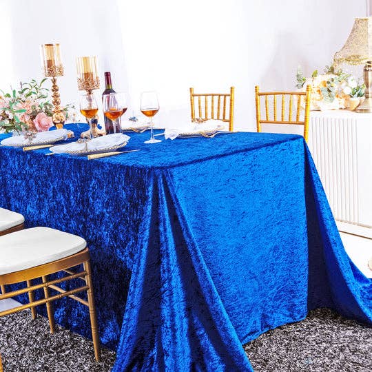 Ice Crushed Velvet Square Tablecloth 85x85 Inch: Blush Pink/Rose Gold / 90"x132"