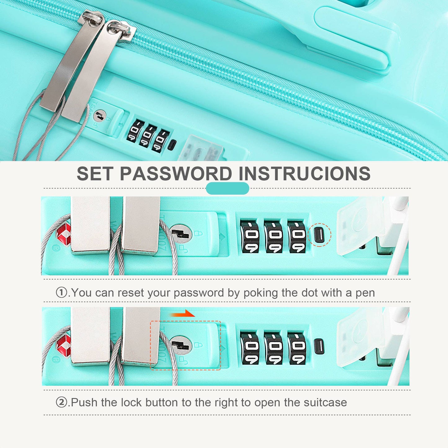 Luggage Set of 3, 20, 24, 28inch with USB Port: Blue
