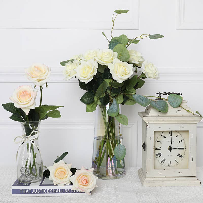 Pack of 50 stems-Ultra Realistic Rose-17": Cream Pink