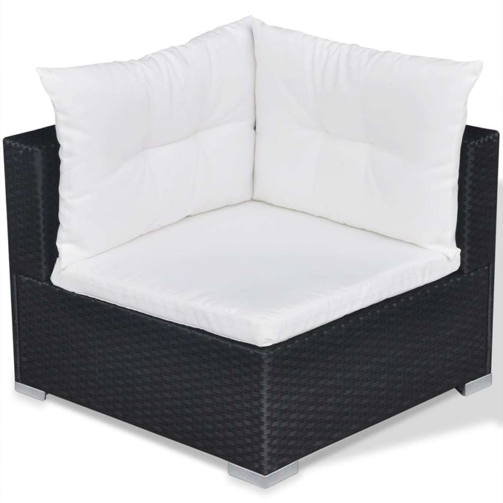 10 Piece Patio Lounge Set with Cushions Poly Rattan Black