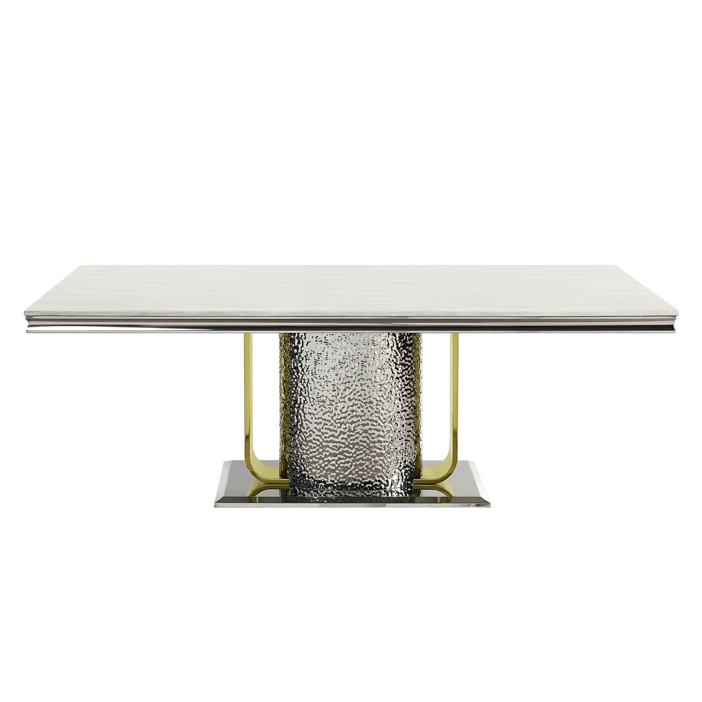 ACME Fadri Dining Table, Engineering Marble, Mirrored Silver & Gold Finish DN01952