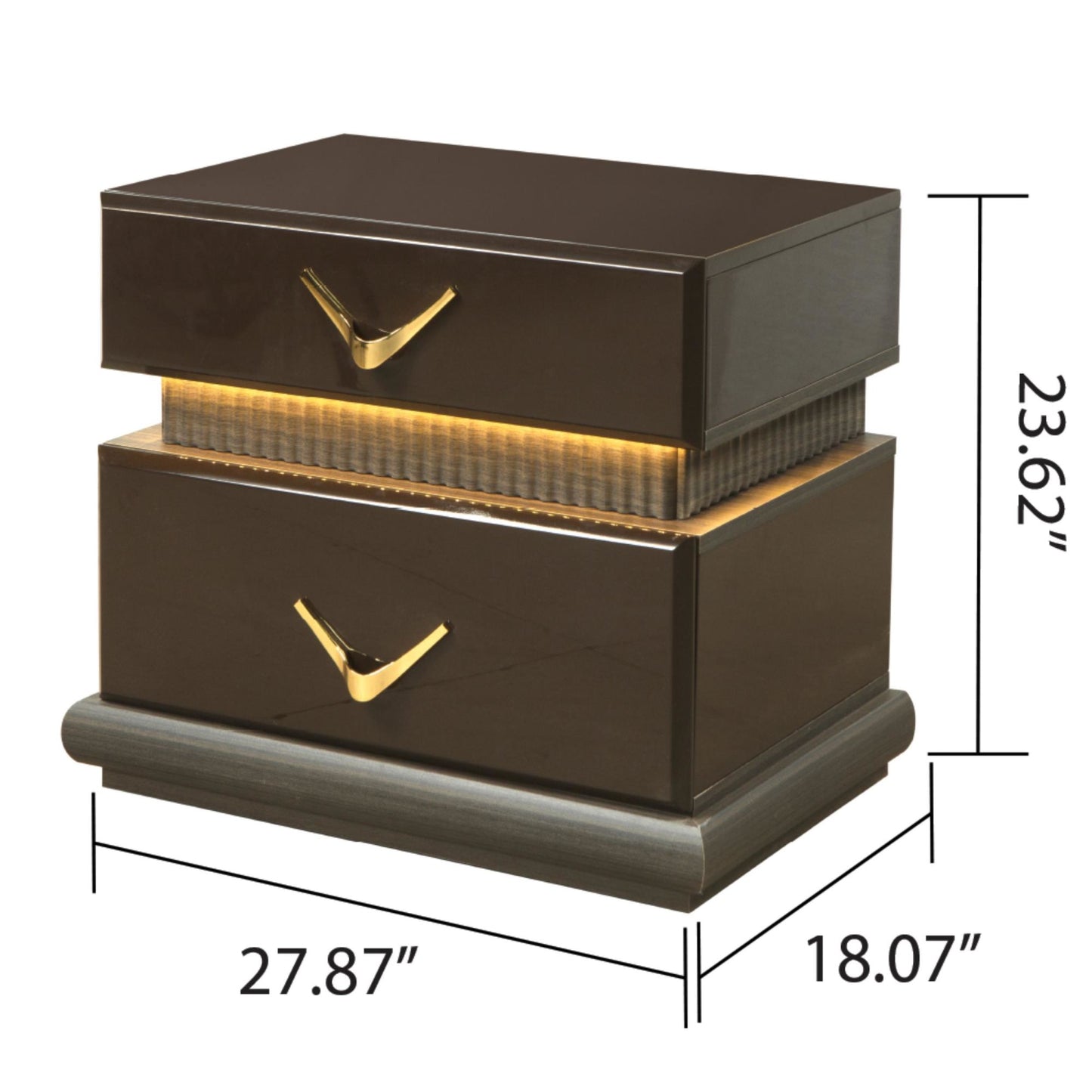 Dunhill Modern Style 2-Drawer Night stand Made with Wood in Brown