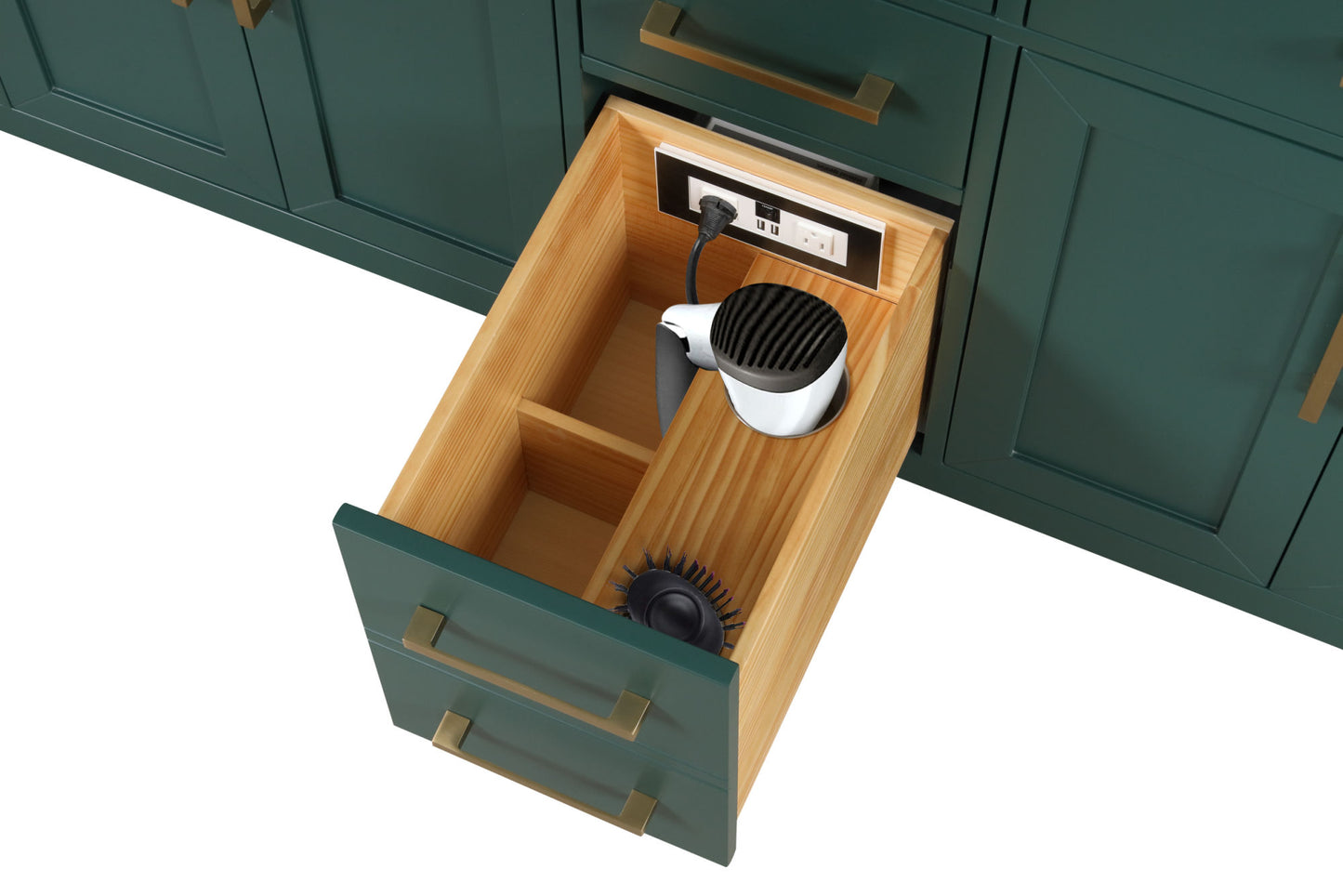 84" Bathroom Vanity with Double Sink, Modern Bathroom Vanity Set with Soft-Close Cabinet and 9 Drawers, Solid Wood Bathroom Storage Cabinet with Countertop and Backsplash, Green