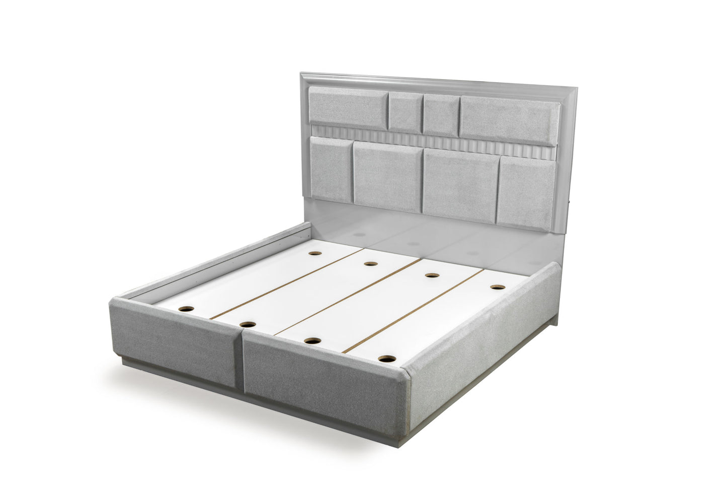 Da Vinci Modern Style Queen Bed Made with Wood in Gray