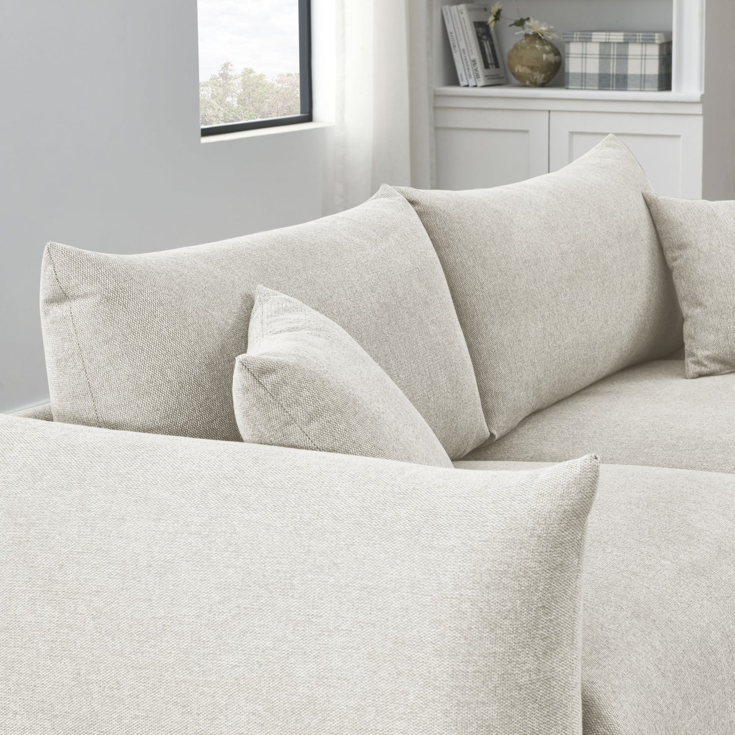 3-seater + 2-seater + 1-seater combination sofa Modern Couch for Living Room Sofa, Solid Wood Frame and Stable Metal Legs, 5 Pillows,