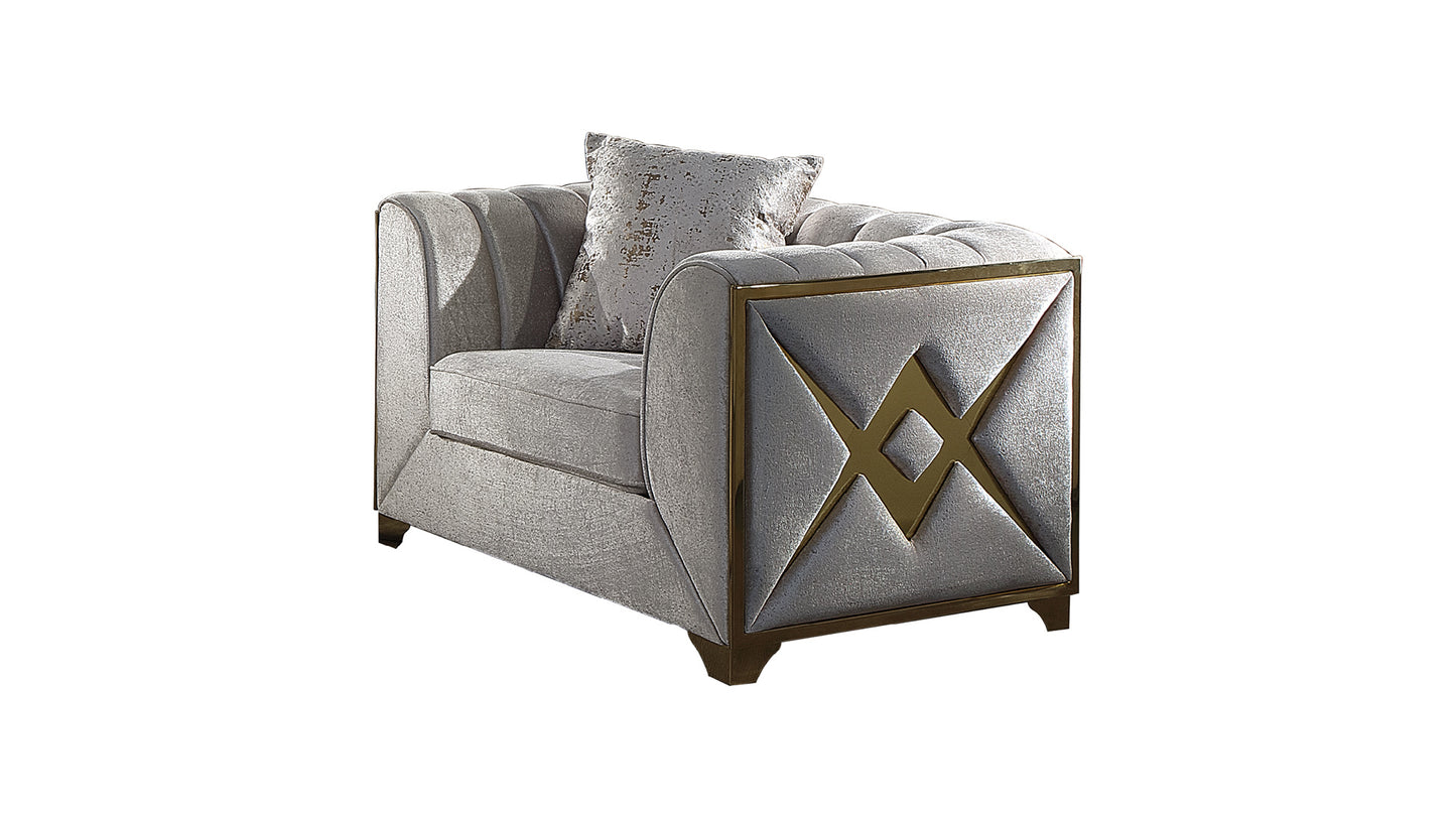 Velencia 3Pc Modern Living Room Set in Cream