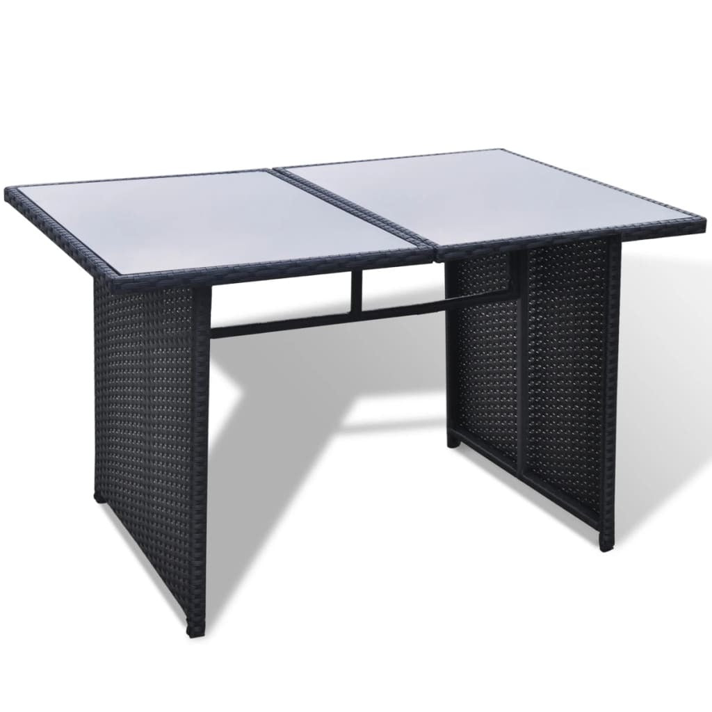 10 Piece Patio Lounge Set with Cushions Poly Rattan Black