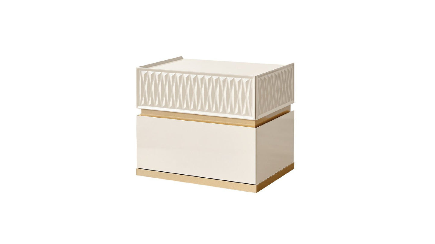Delfano Modern Style 2-Drawer Night stand Made with Wood in Beige