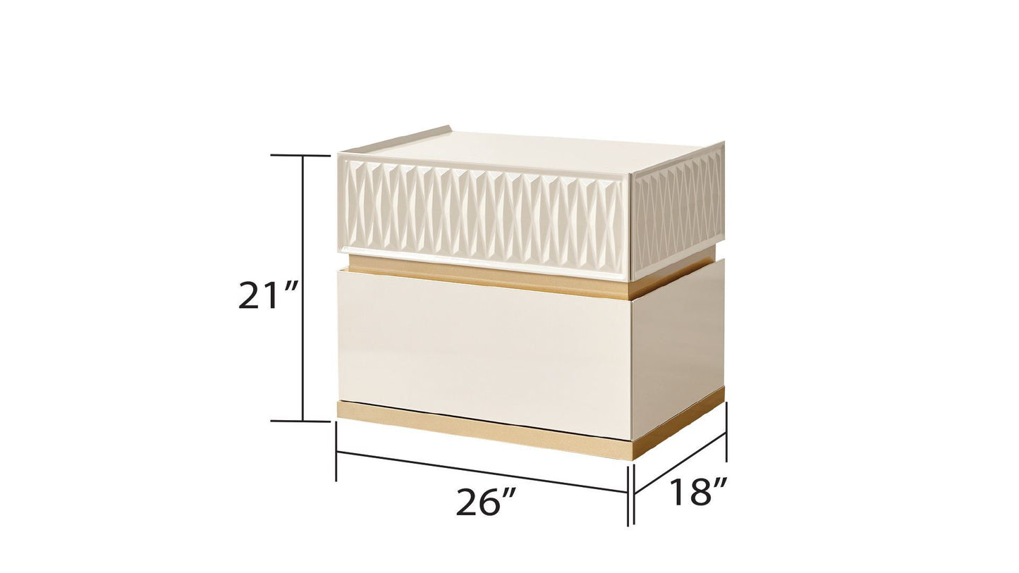 Delfano Modern Style 2-Drawer Night stand Made with Wood in Beige