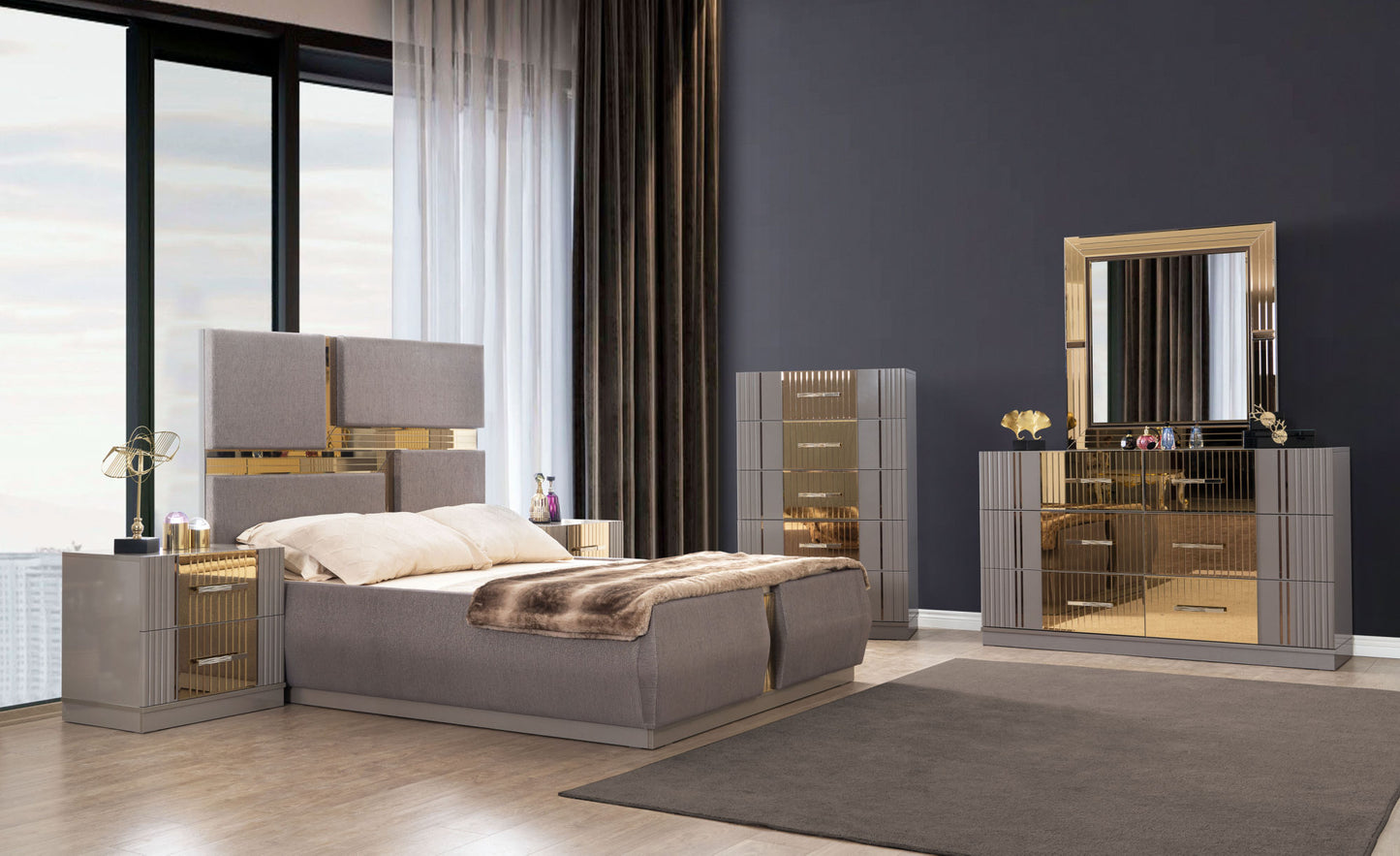 Graywood Renaissance Queen Bed with Lavish Tufted Upholstery