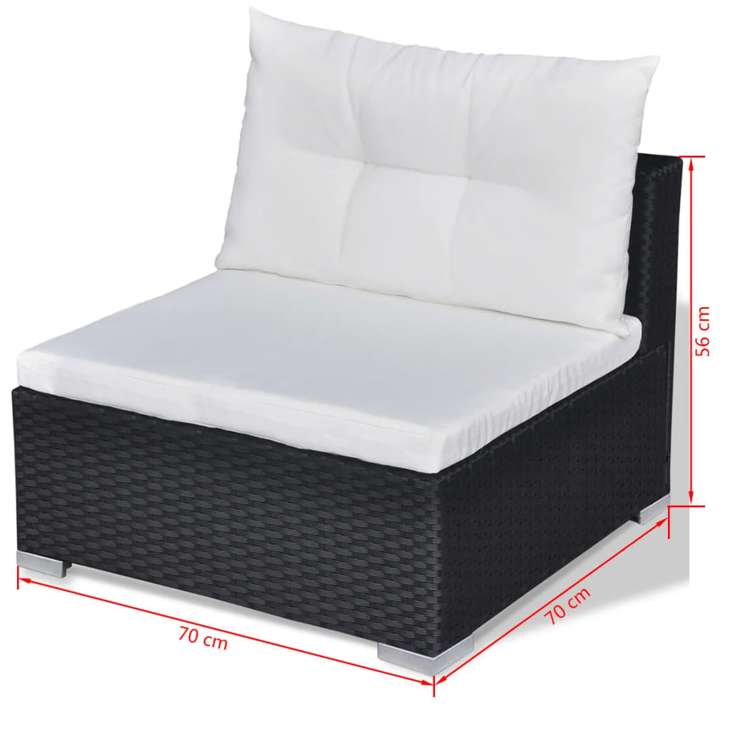 10 Piece Patio Lounge Set with Cushions Poly Rattan Black