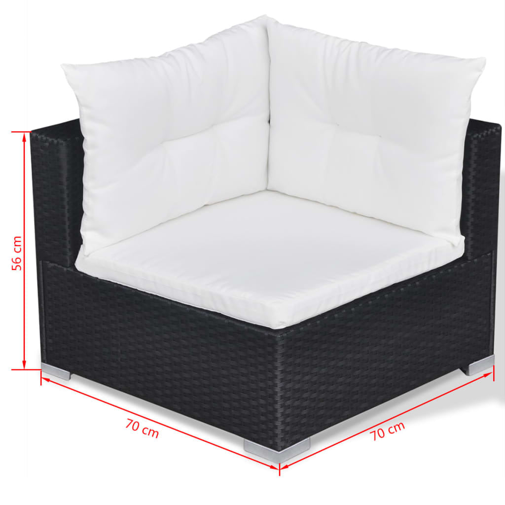 10 Piece Patio Lounge Set with Cushions Poly Rattan Black