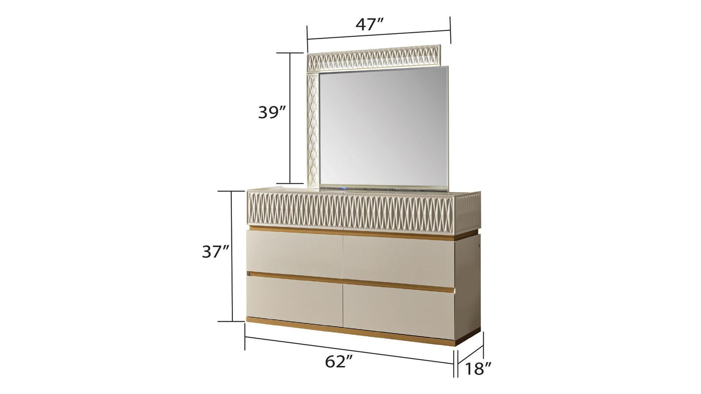 Delfano Modern Style 6- Drawer Dresser Made with Wood in Beige