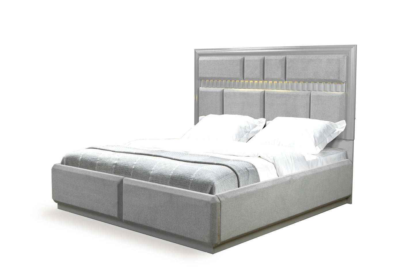 Da Vinci Modern Style Queen Bed Made with Wood in Gray