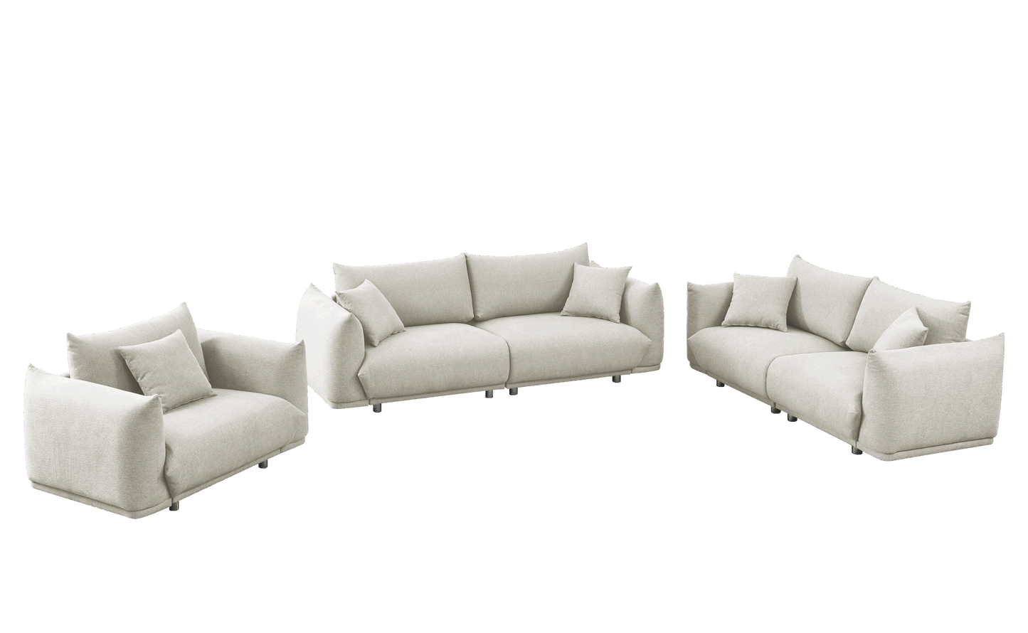 3-seater + 2-seater + 1-seater combination sofa Modern Couch for Living Room Sofa, Solid Wood Frame and Stable Metal Legs, 5 Pillows,