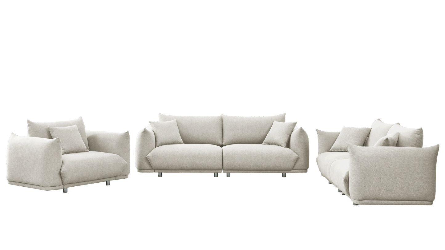 3-seater + 2-seater + 1-seater combination sofa Modern Couch for Living Room Sofa, Solid Wood Frame and Stable Metal Legs, 5 Pillows,