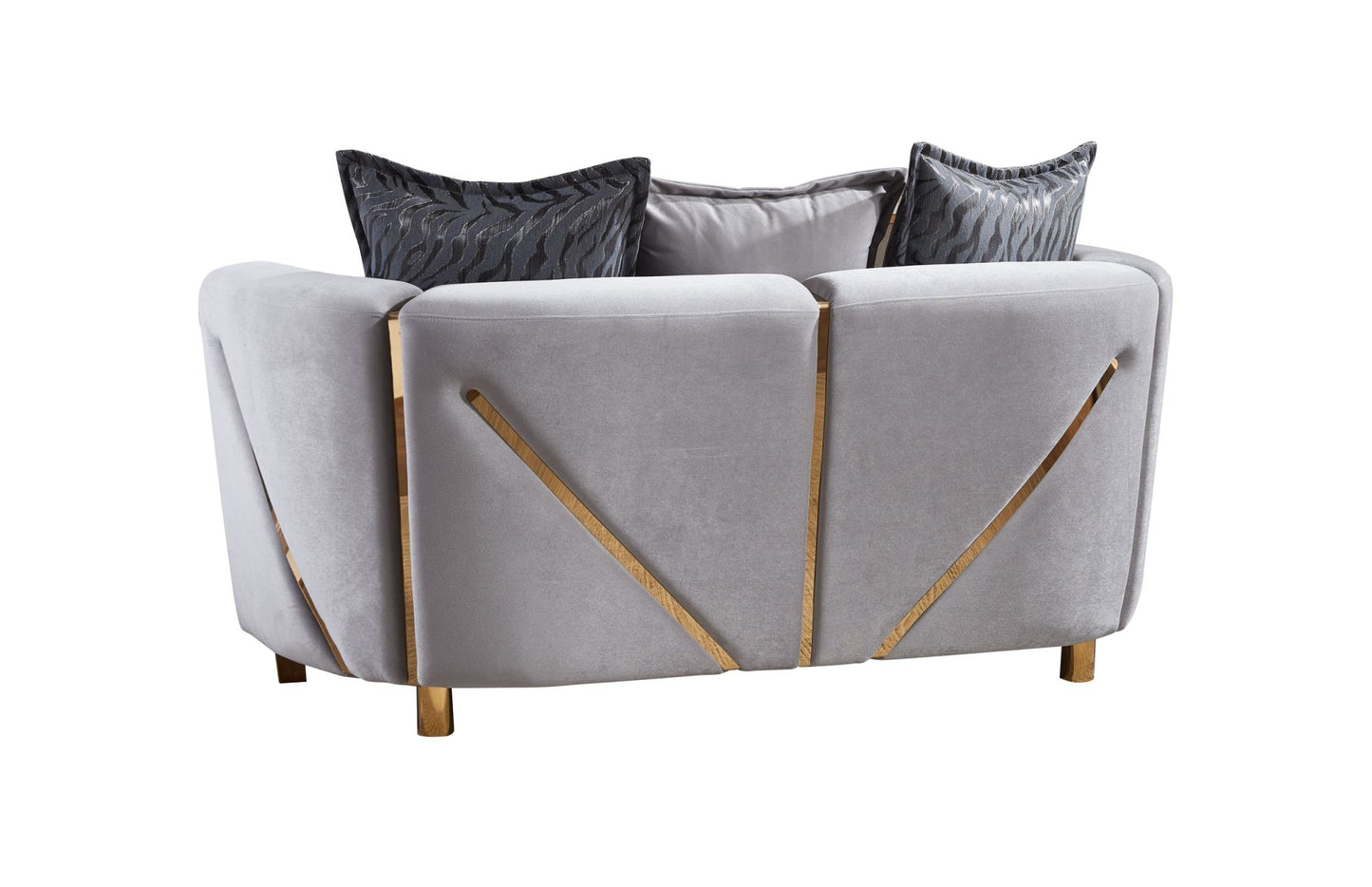 Chanelle Thick Velvet Fabric Upholstered 2Pc Living Room Set Made With Wood in Gray