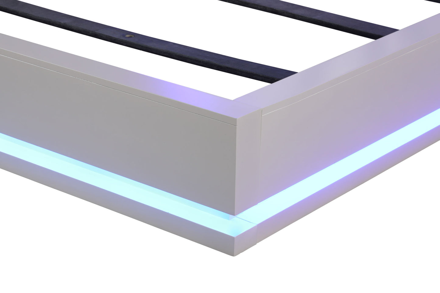 Perla Queen Size- LED Bed Made with Wood in Milky White