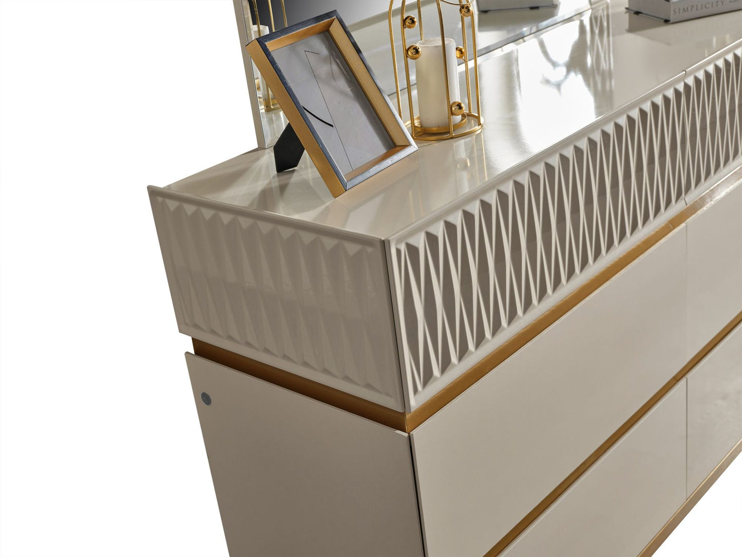 Delfano Modern Style 6- Drawer Dresser Made with Wood in Beige
