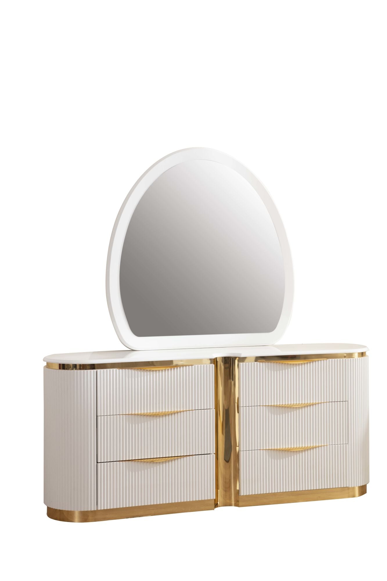Laura Gold Detailed 6-Drawer Dresser made with Wood in White