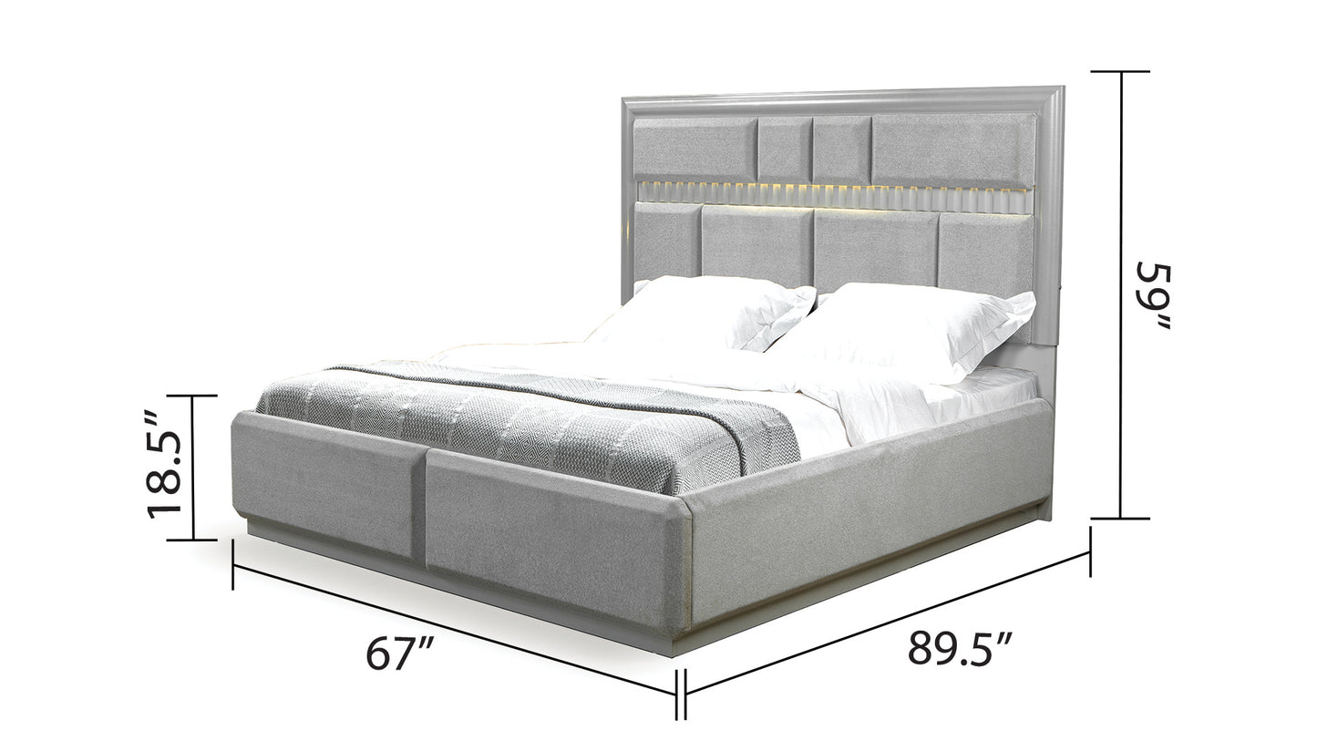 Da Vinci Modern Style Queen Bed Made with Wood in Gray
