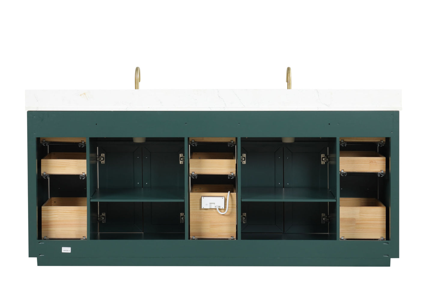 84" Bathroom Vanity with Double Sink, Modern Bathroom Vanity Set with Soft-Close Cabinet and 9 Drawers, Solid Wood Bathroom Storage Cabinet with Countertop and Backsplash, Green