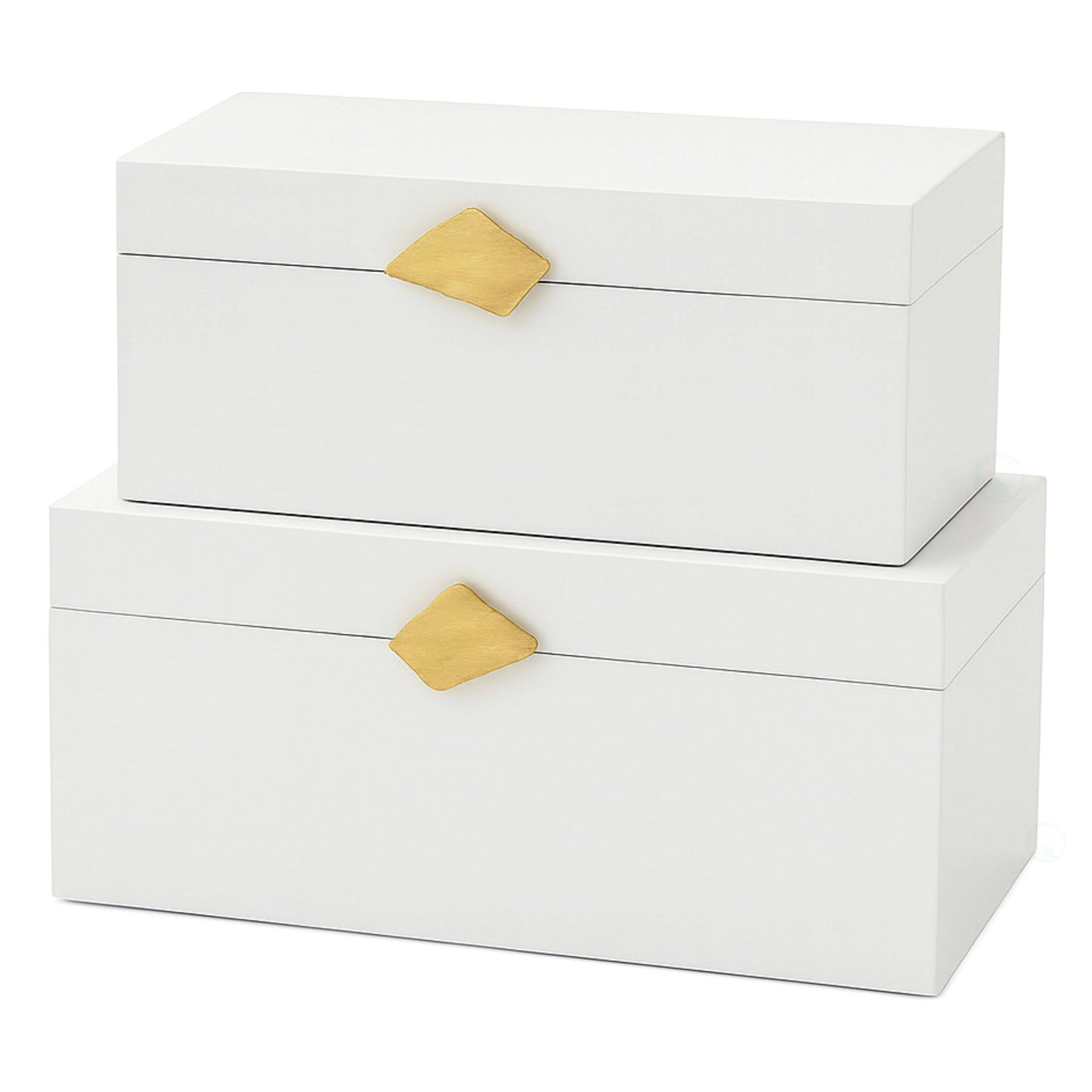 Vintiquewise Set of 2 Decorative Wooden Storage Boxes: White