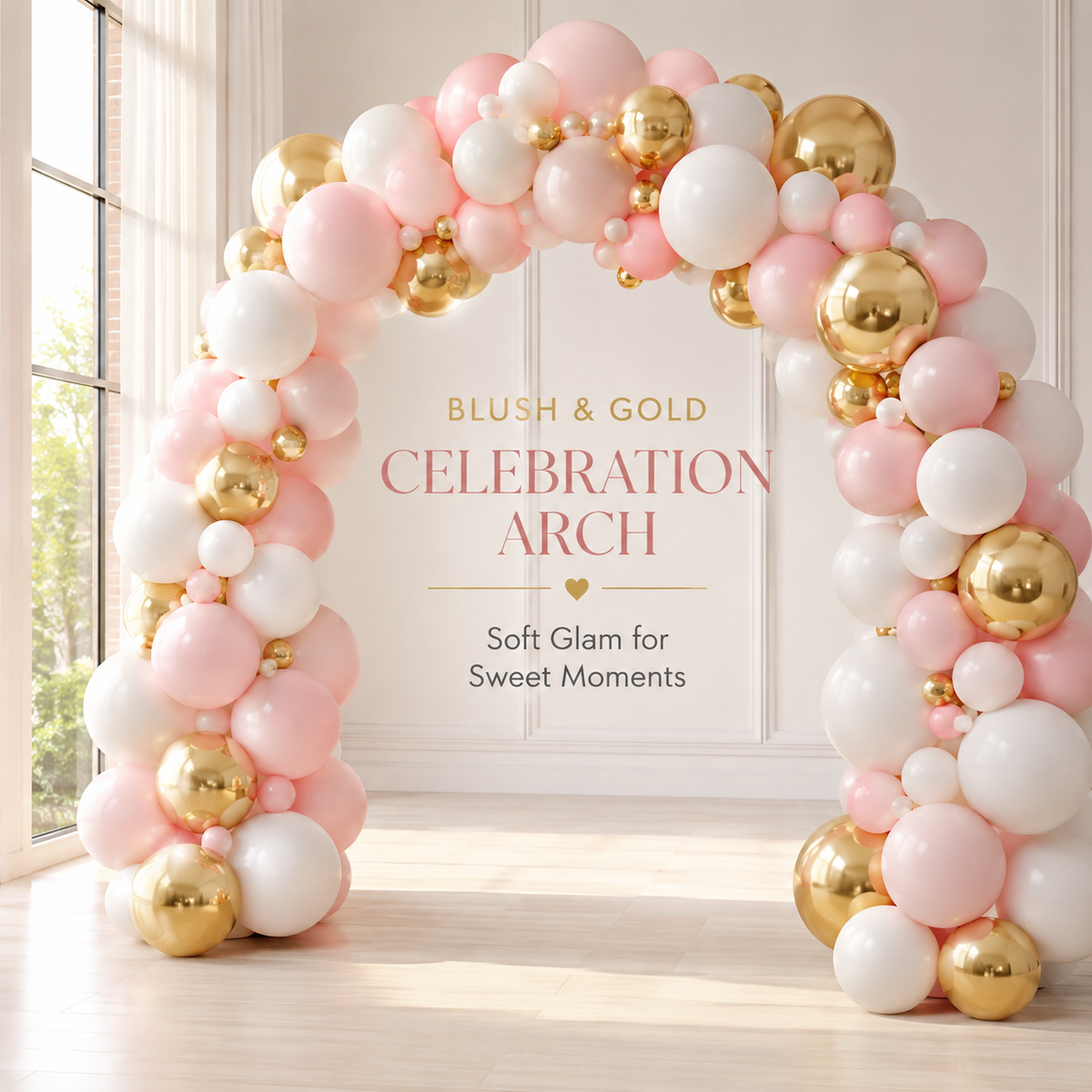 140pcs Pink Gold Balloon Arch Kit with Long Balloons for