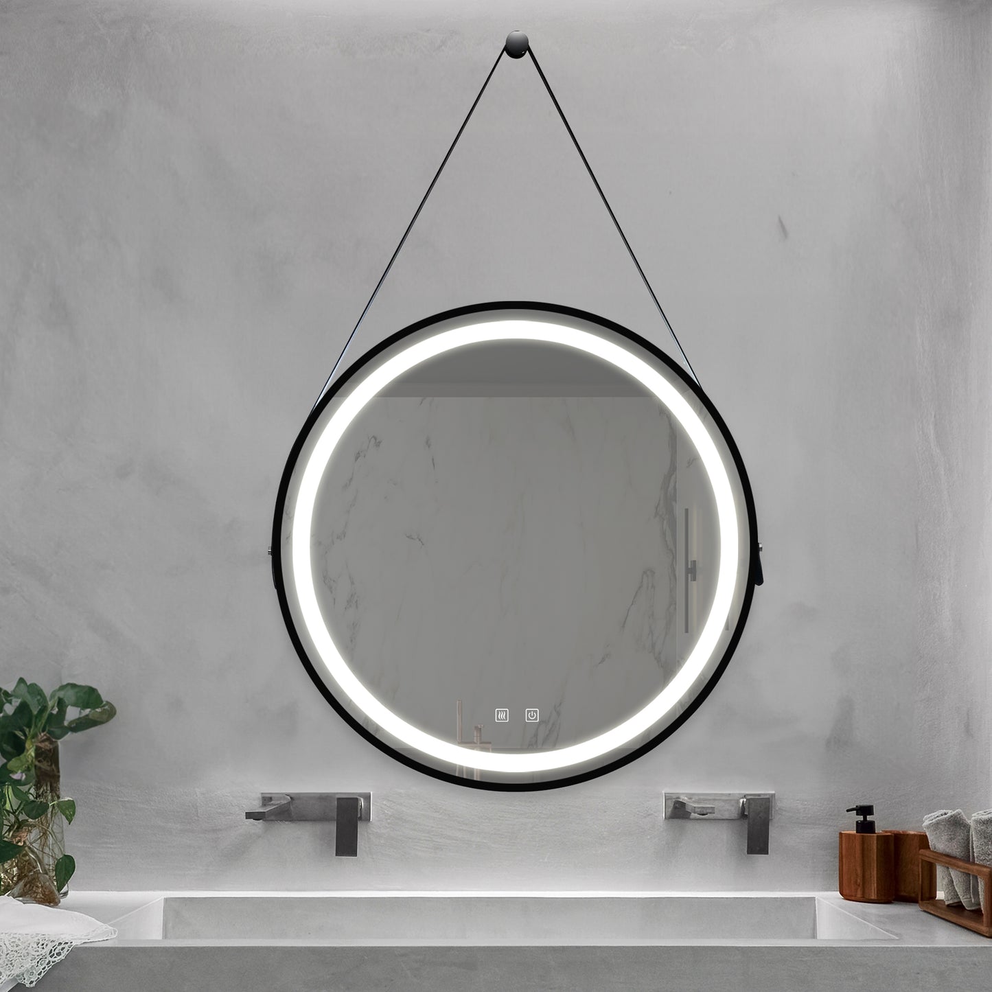 32inch Bathroom Led Classy Vanity Mirror with focused backplane,Black aluminum alloy frame,High Lumen,Dimmable Touch,Wall Switch Control, Anti-Fog ,CRI 95 Adjustable 3000K-4500K-6000K ,IP54 Waterproof