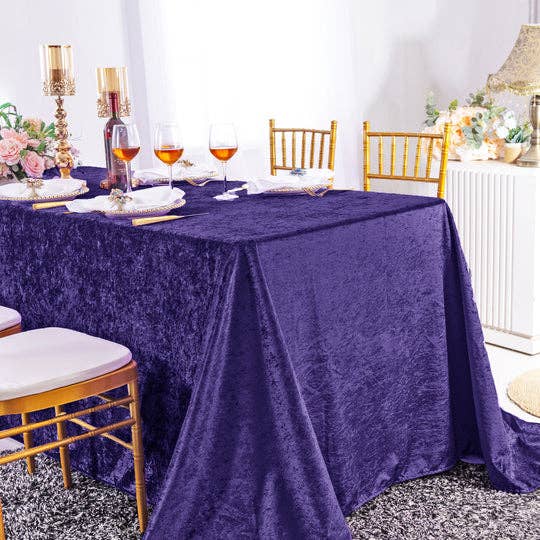 Ice Crushed Velvet Square Tablecloth 85x85 Inch: Blush Pink/Rose Gold / 90"x132"