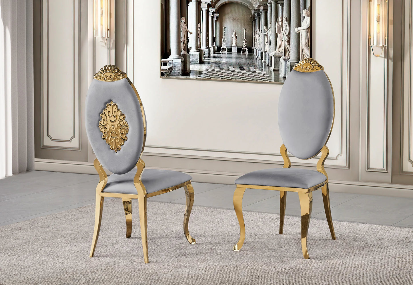 Regal Gold Cabriole Dining Chairs (Set of 2)