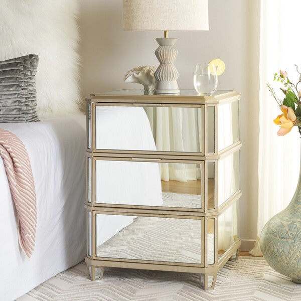 Giana 3 Drawer Mirrored Nightstand