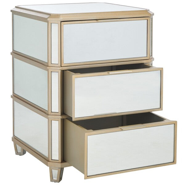 Giana 3 Drawer Mirrored Nightstand