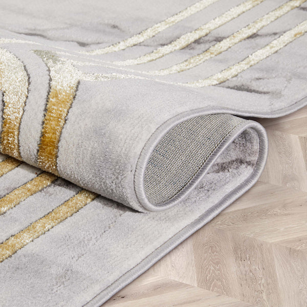 Huntington Retro Marble Border Ivory Glam Rug