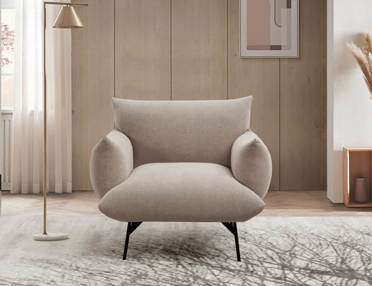 Oversized Living Room Accent Armchair Upholstered-Single Sofa Chair, Mid-Century Modern Comfy Fabric Armchair with Metal Leg