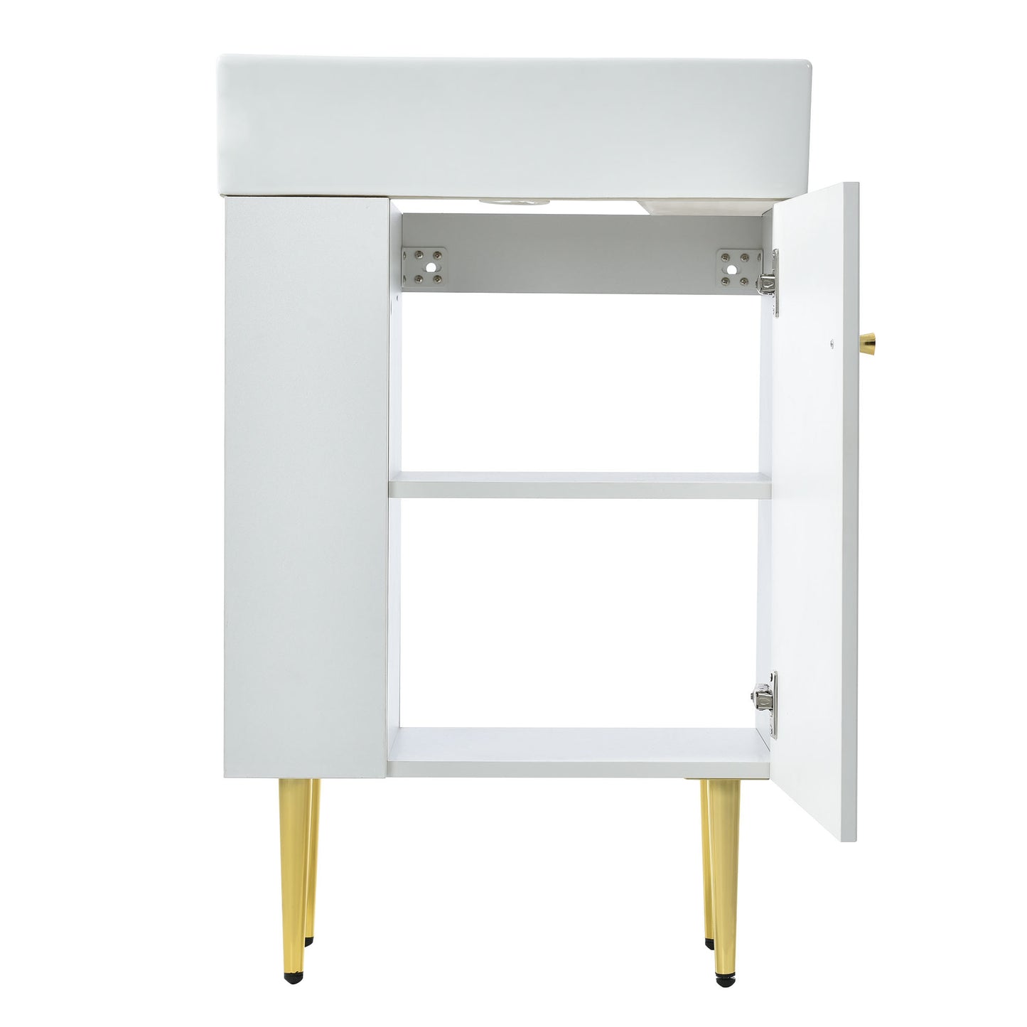 21.6" white Bathroom vanity, Combo -Single Ceramic Sink, Left side storage