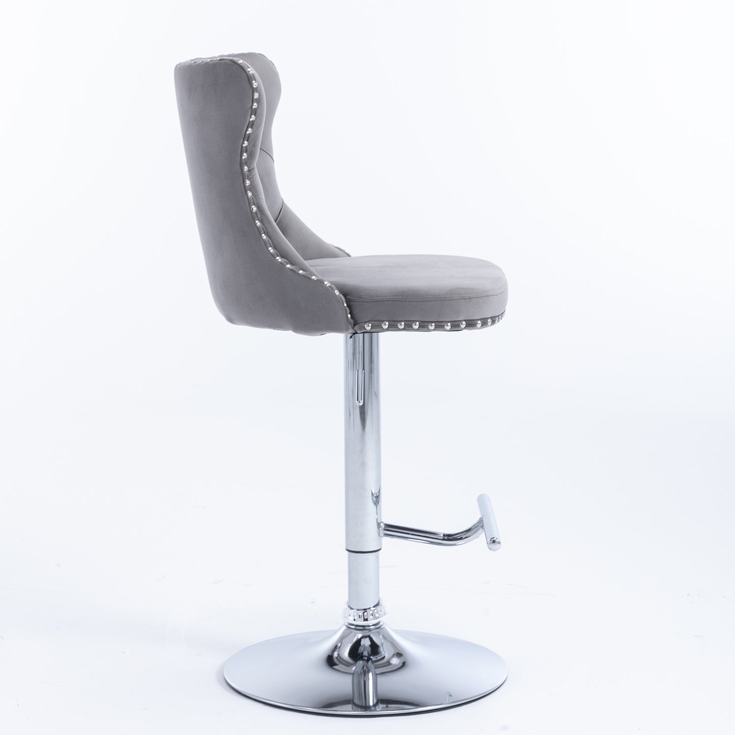 A&A Furniture, Swivel Velvet Barstools - Set of 2