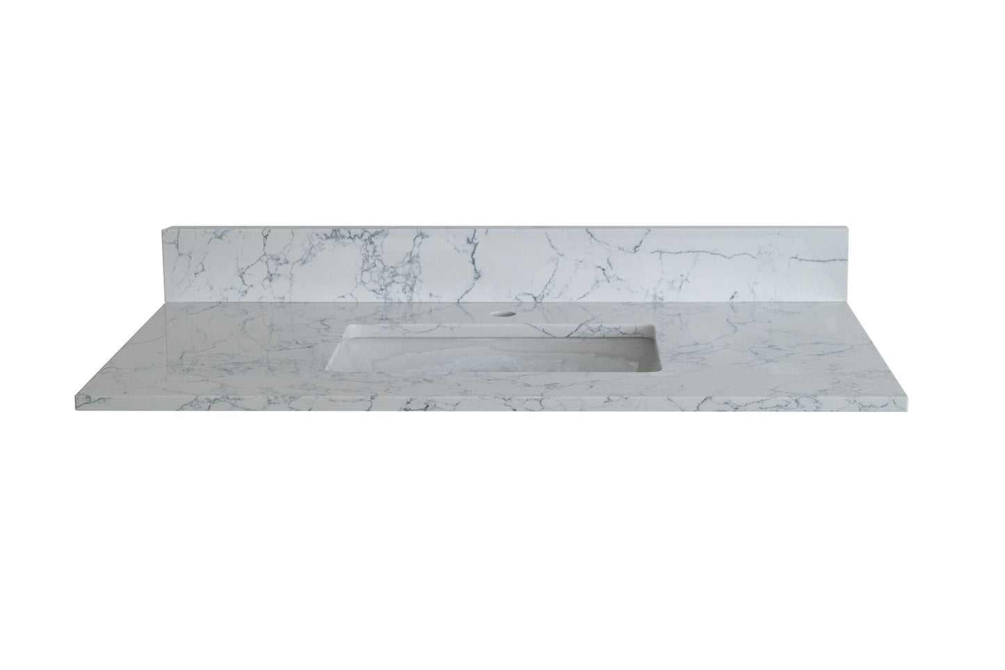 37"x 22" bathroom stone vanity top carrara jade engineered marble color with undermount ceramic sink and single faucet hole with backsplash