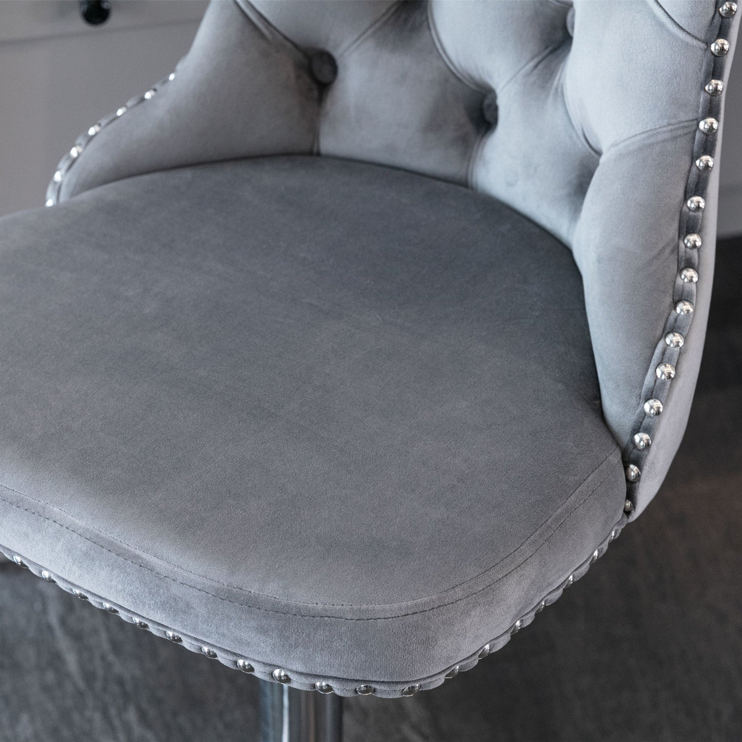 A&A Furniture, Swivel Velvet Barstools - Set of 2