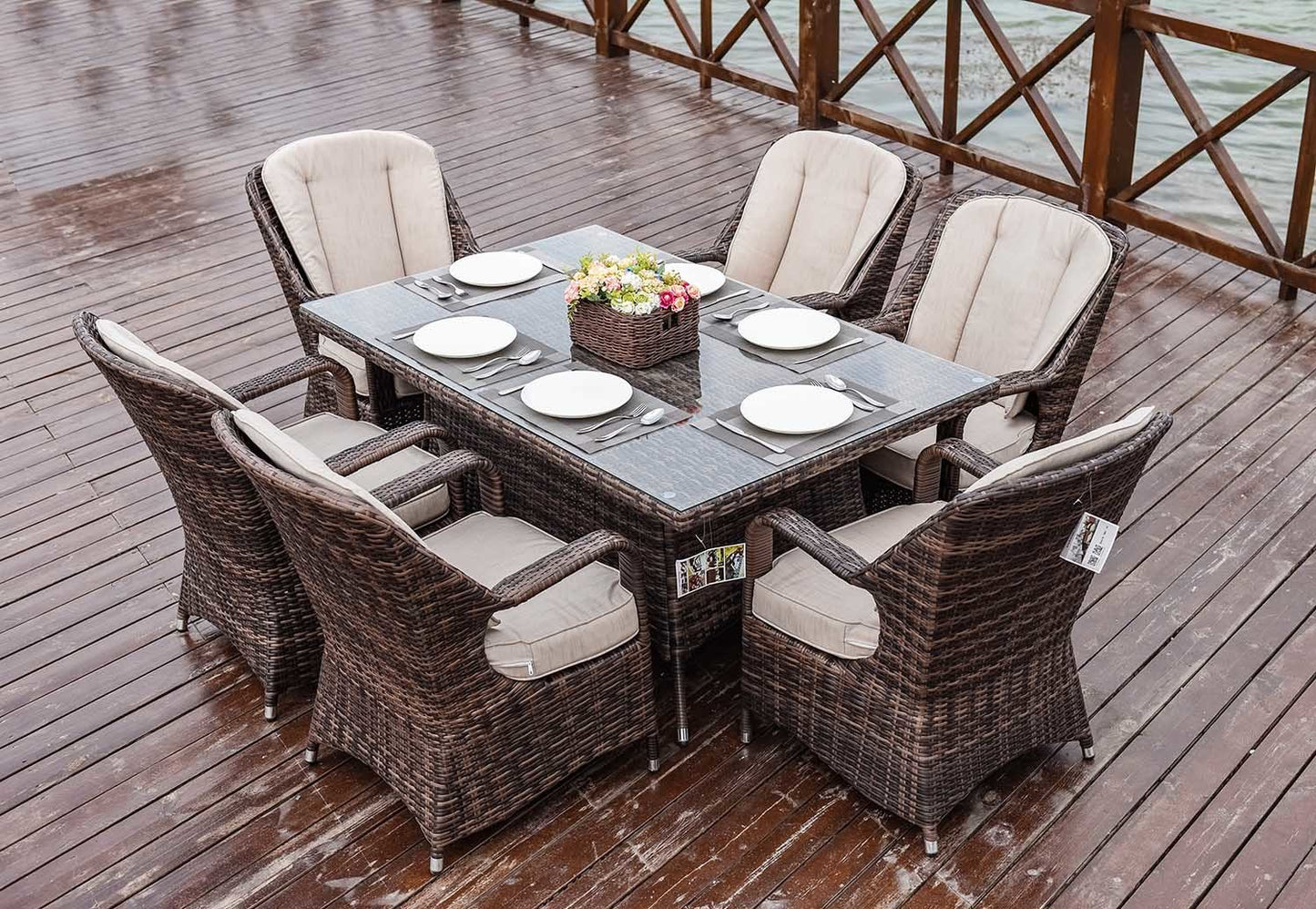 Direct Wicker Cinderella Patio Wicker 7 Piece Round Outdoor Set