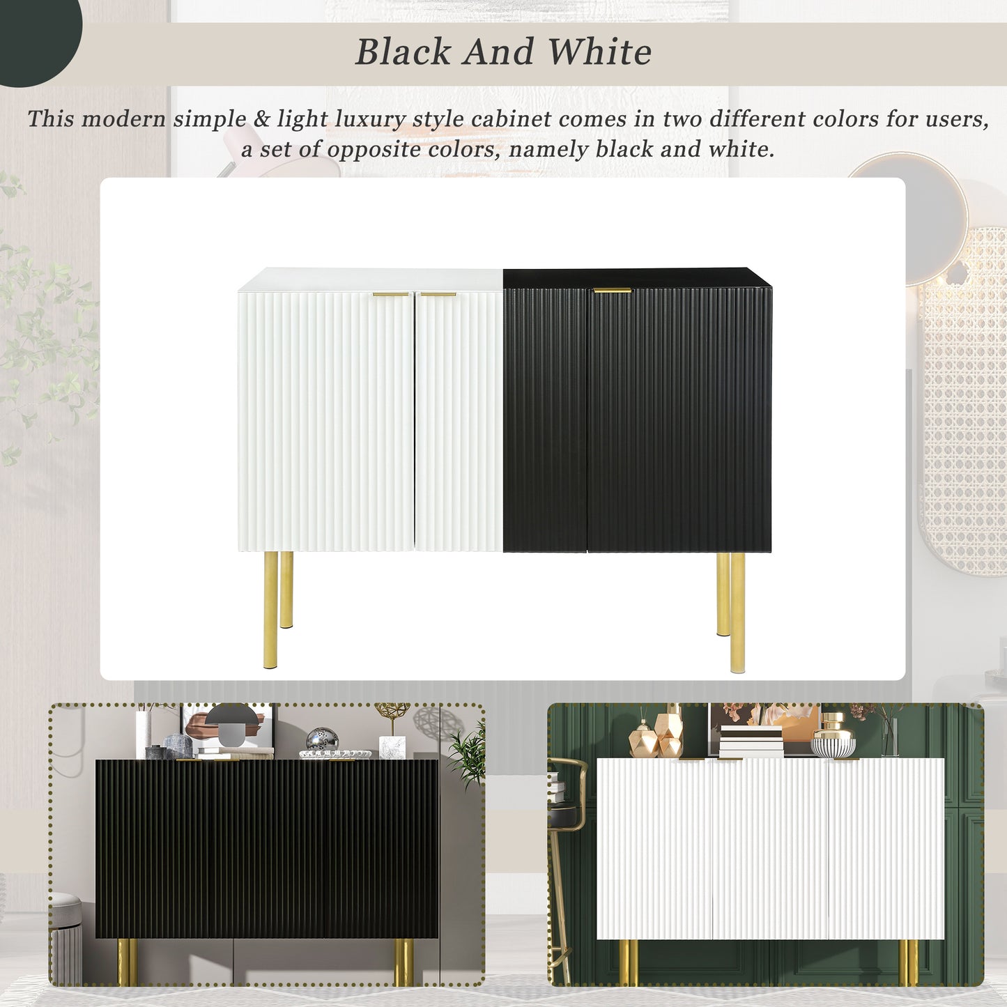 Board Cabinet with Gold Metal Legs
