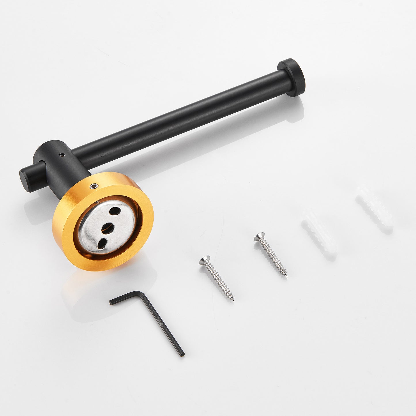 Bathroom Hardware Set; Thicken Space Aluminum 3 PCS Towel bar Set- Black Gold 16-27 Inches Adjustable Bathroom Accessories Set