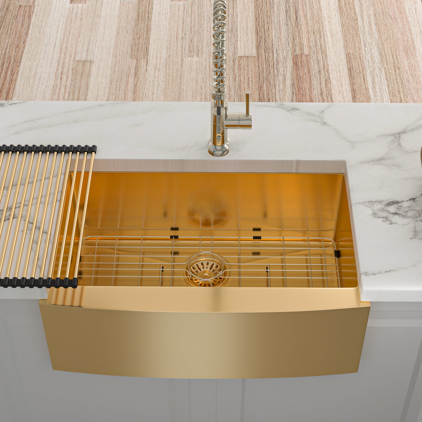 36 Gold Farmhouse Sink - 36 Inch Kitchen Sink Stainless Steel 16 gauge Apron Front Kitchen Sink