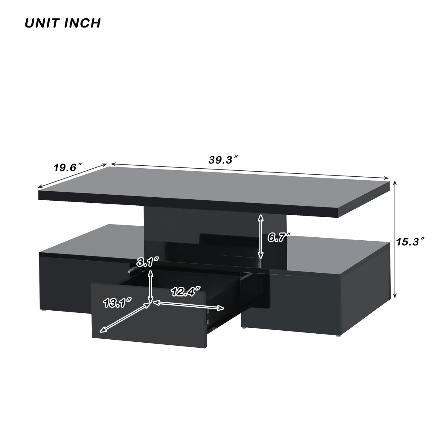 Modern Glossy Coffee Table with Drawer