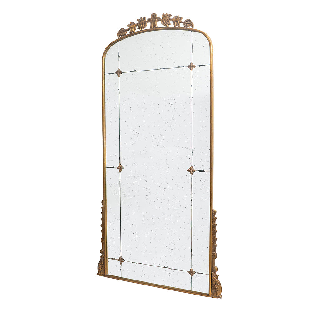 76" x 40" Lavish Full-Length Mirror, Antique Gold Metal Floor Mirror