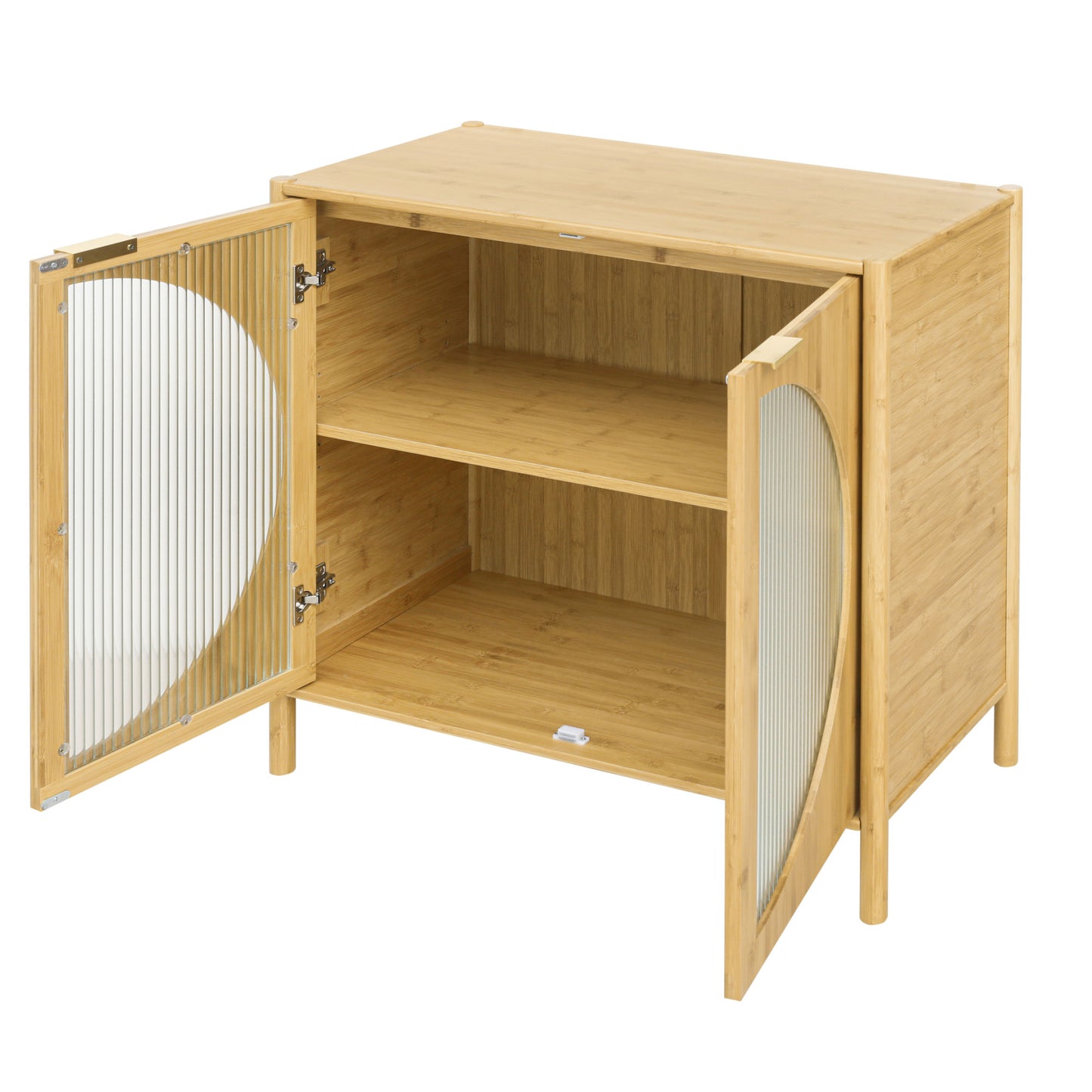 Bamboo 2 door cabinet, Set of 2, Buffet Sideboard Storage Cabinet, Buffet Server Console Table, for Dining Room, Living Room, Kitchen, Hallway