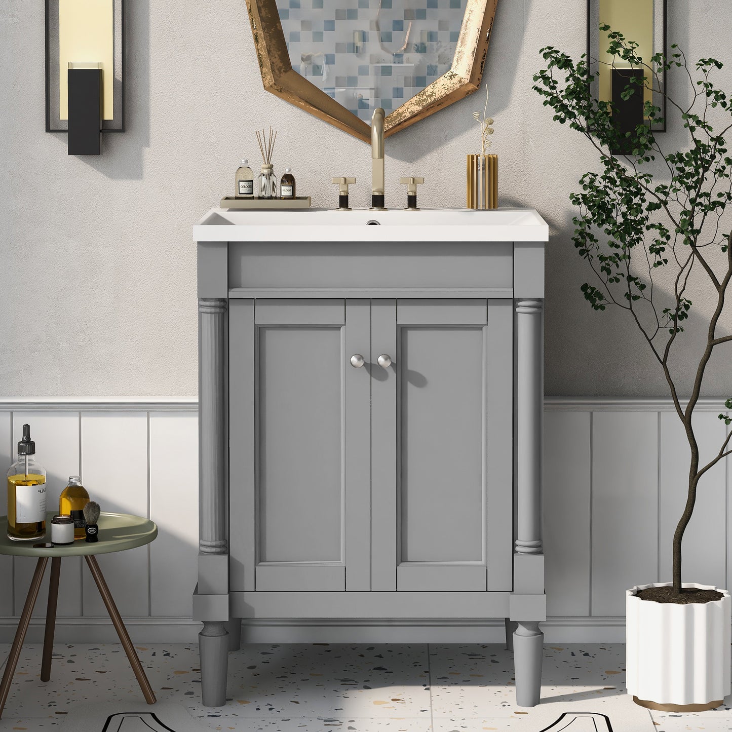 24'' Bathroom Vanity with Top Single Sink